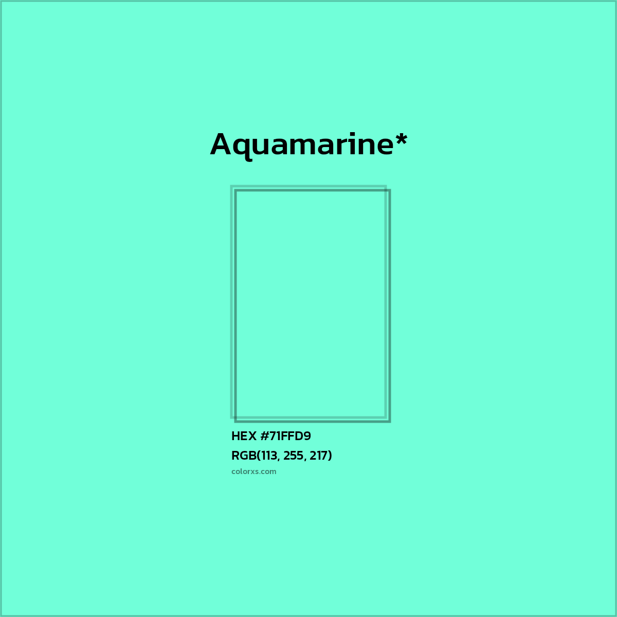 HEX #71FFD9 Color Name, Color Code, Palettes, Similar Paints, Images
