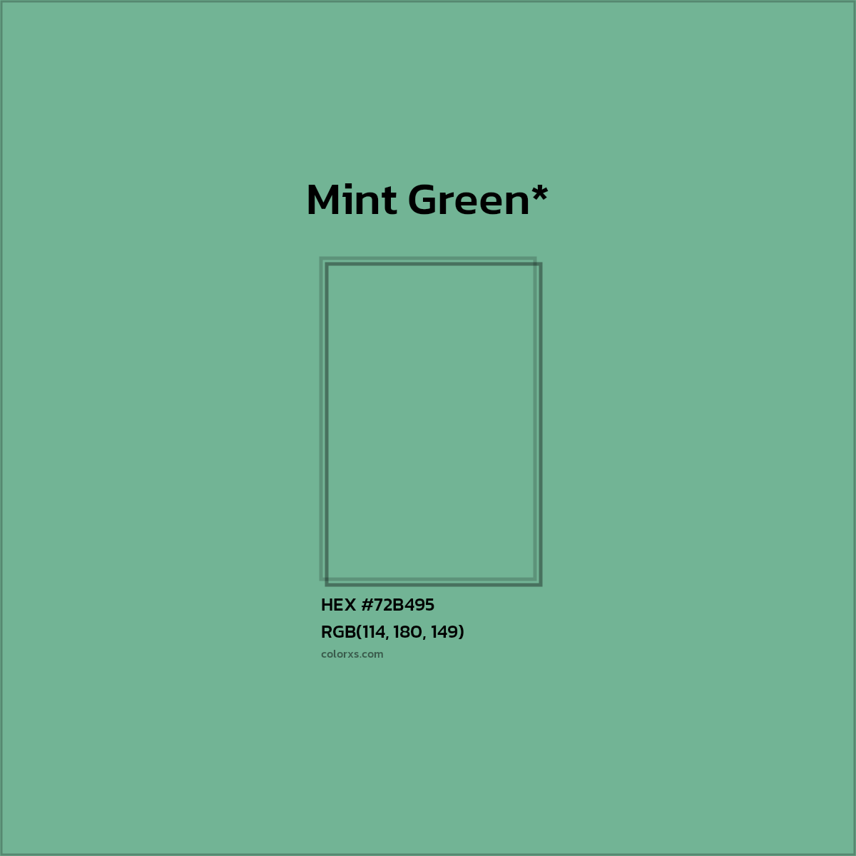 HEX #72B495 Color Name, Color Code, Palettes, Similar Paints, Images