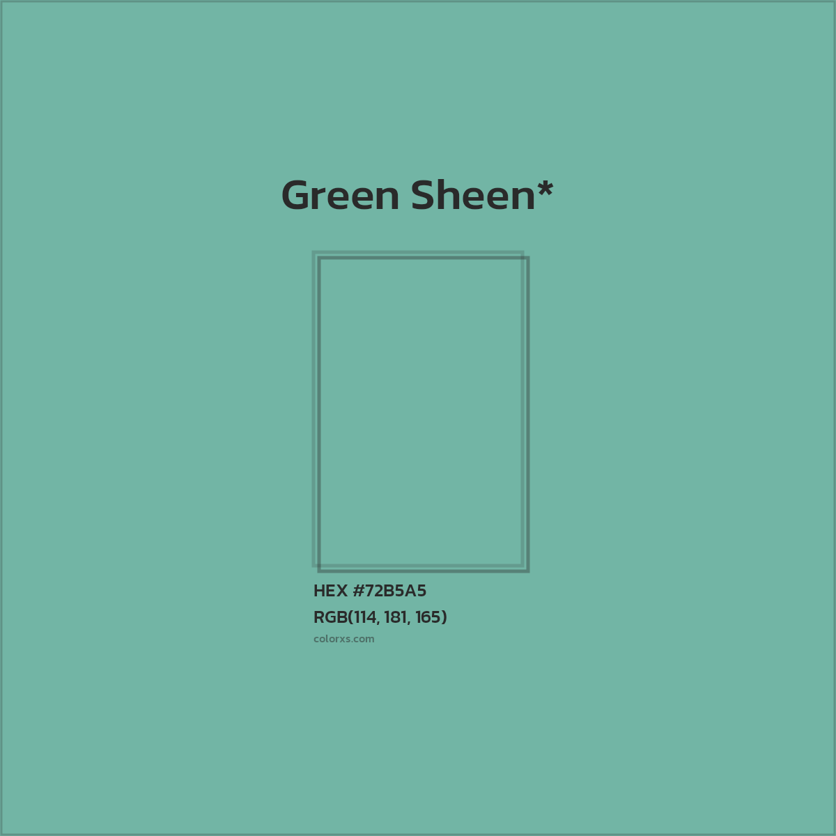 #72B5A5 hex color. RGB, RYB, CMYK, HSL, HSV codes and color conversions. Matching color names, palettes, paints.