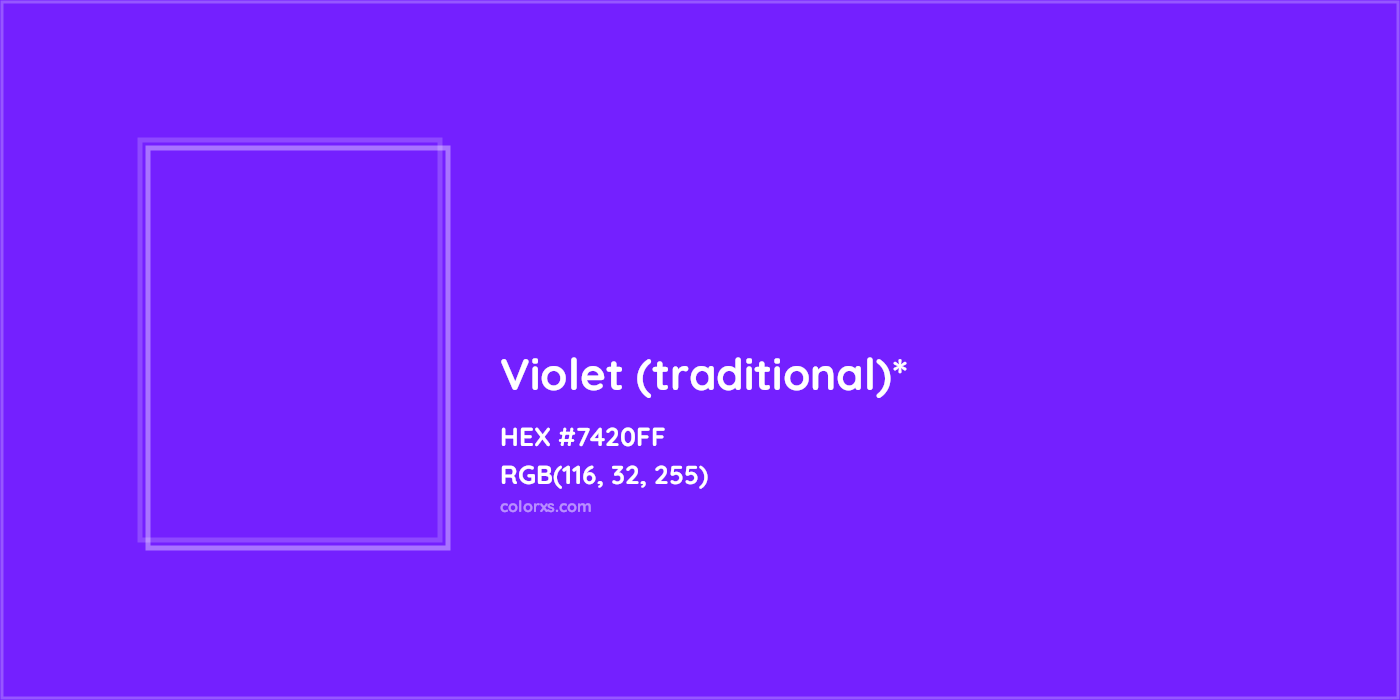 HEX #7420FF Color Name, Color Code, Palettes, Similar Paints, Images