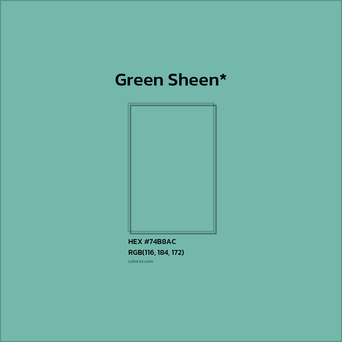 HEX #74B8AC Color Name, Color Code, Palettes, Similar Paints, Images