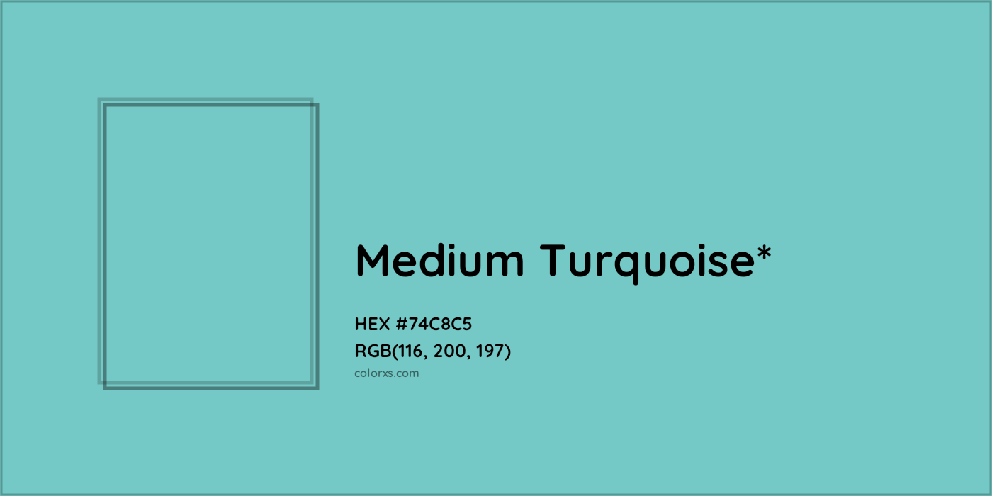 HEX #74C8C5 Color Name, Color Code, Palettes, Similar Paints, Images