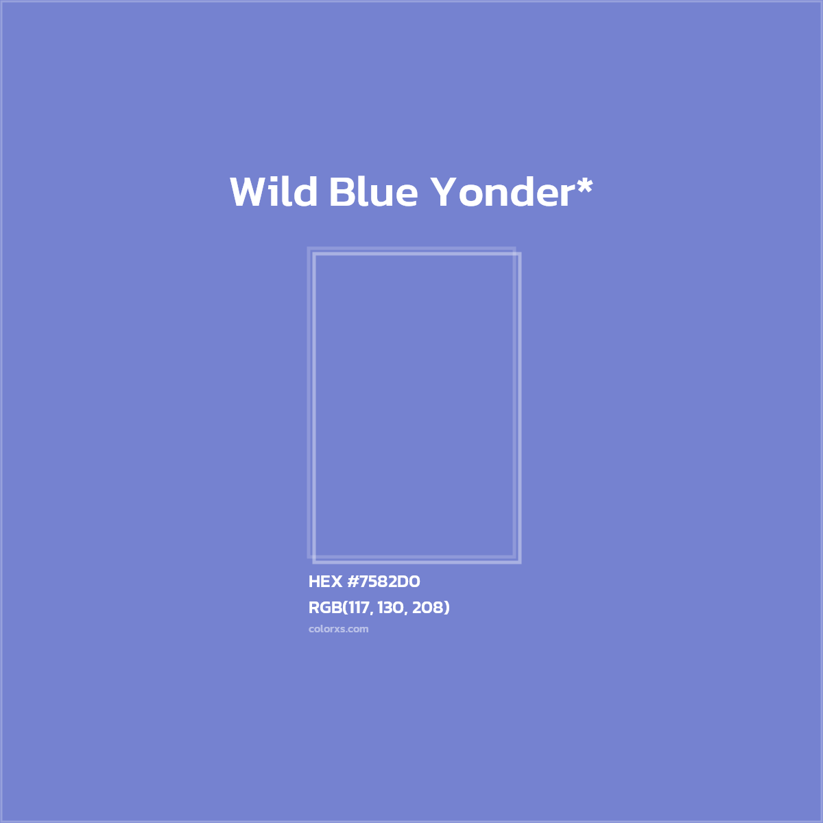 #7582D0 hex color. RGB, RYB, CMYK, HSL, HSV codes and color conversions. Matching color names, palettes, paints.