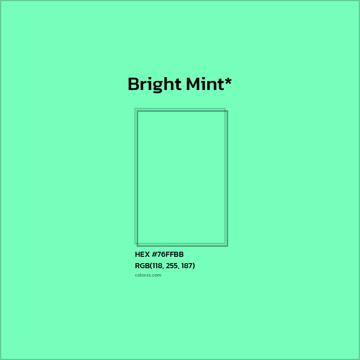 #76FFBB hex color. RGB, RYB, CMYK, HSL, HSV codes and color conversions. Matching color names, palettes, paints.