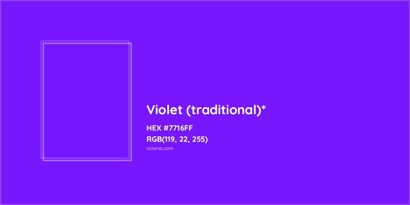 HEX #7716FF Color Name, Color Code, Palettes, Similar Paints, Images
