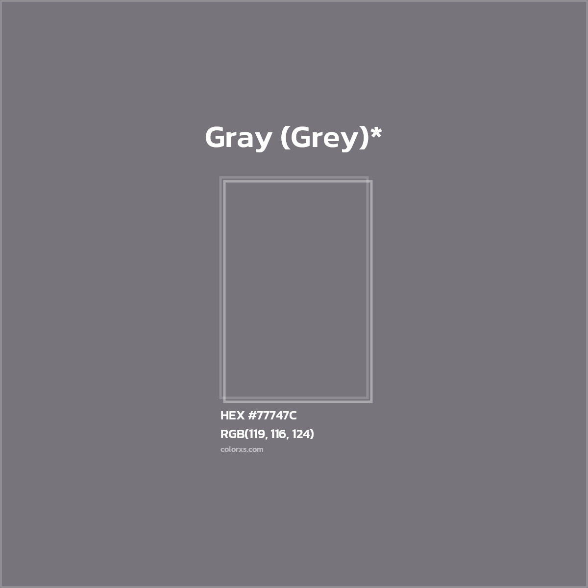 HEX #77747C Color Name, Color Code, Palettes, Similar Paints, Images