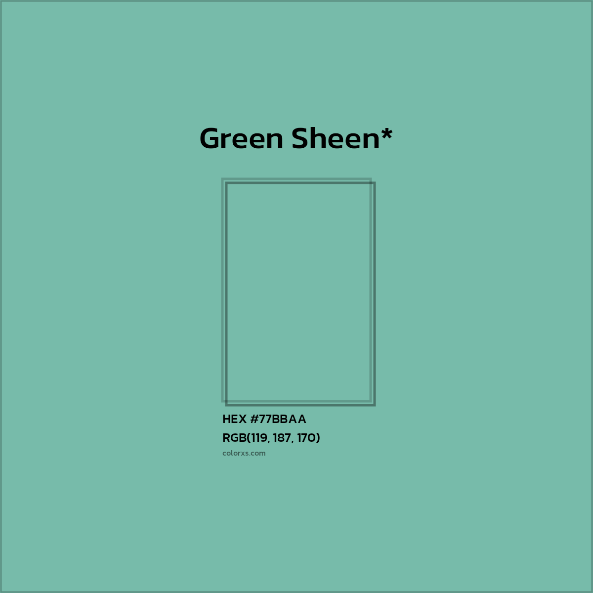 HEX #77BBAA Color Name, Color Code, Palettes, Similar Paints, Images