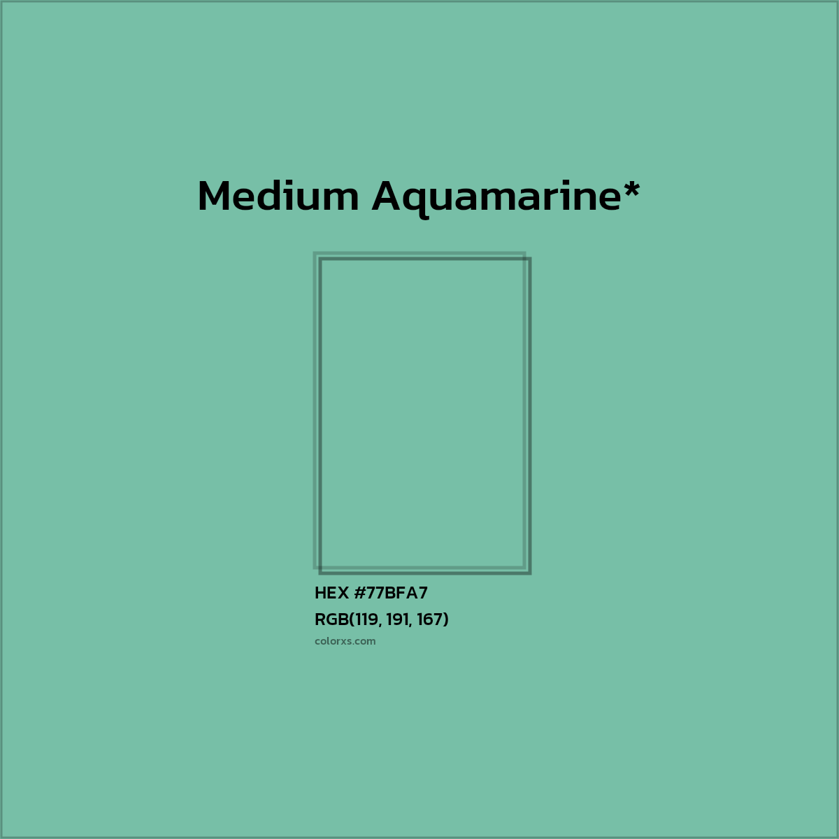 HEX #77BFA7 Color Name, Color Code, Palettes, Similar Paints, Images