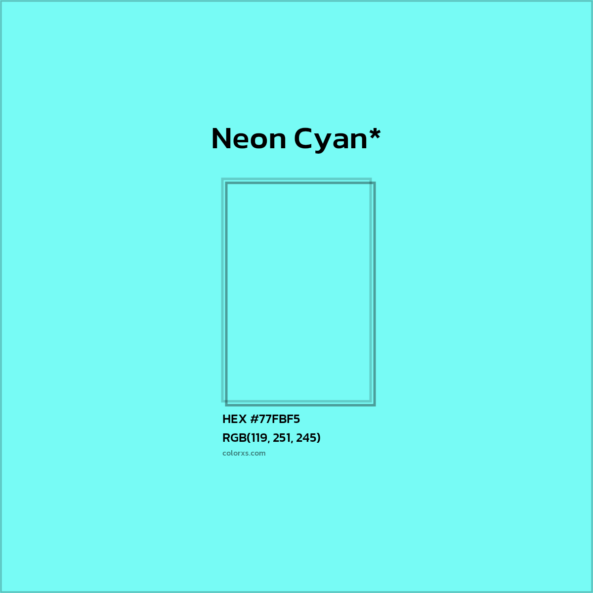 HEX #77FBF5 Color Name, Color Code, Palettes, Similar Paints, Images