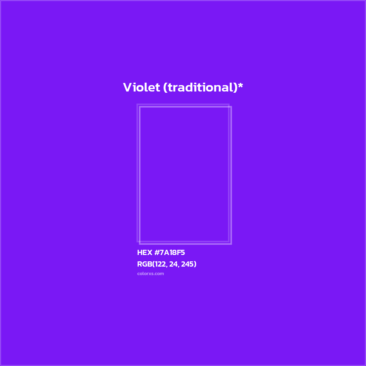 HEX #7A18F5 Color Name, Color Code, Palettes, Similar Paints, Images