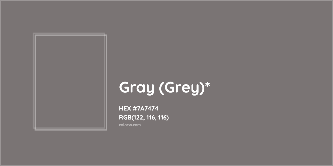 HEX #7A7474 Color Name, Color Code, Palettes, Similar Paints, Images