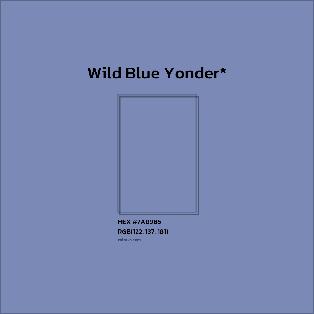 HEX #7A89B5 Color Name, Color Code, Palettes, Similar Paints, Images