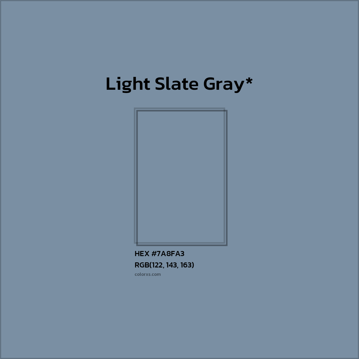 HEX #7A8FA3 Color Name, Color Code, Palettes, Similar Paints, Images