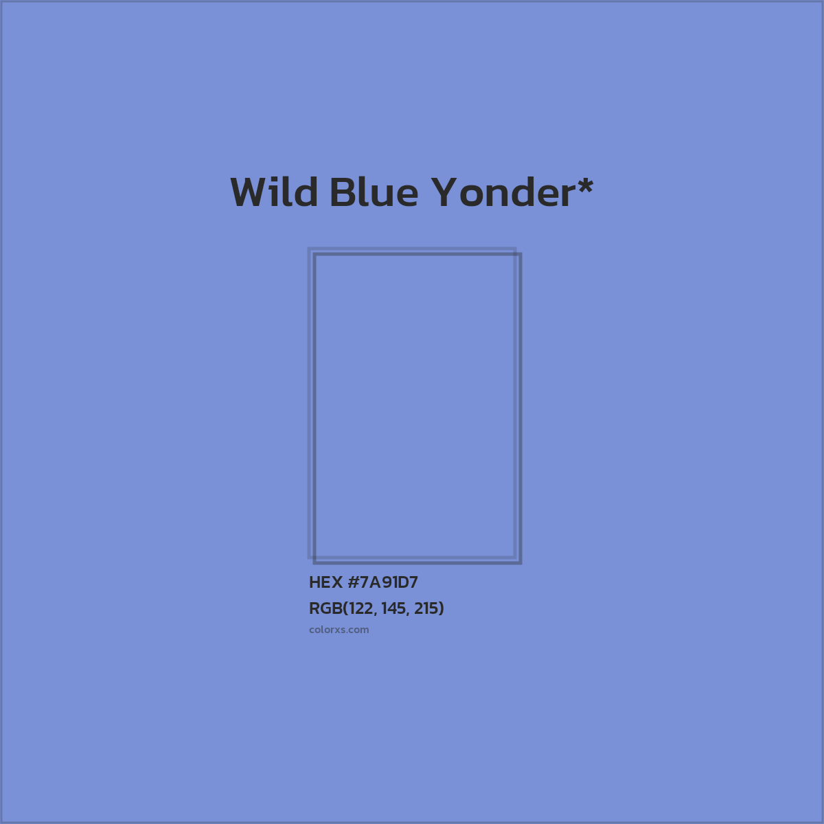 HEX #7A91D7 Color Name, Color Code, Palettes, Similar Paints, Images