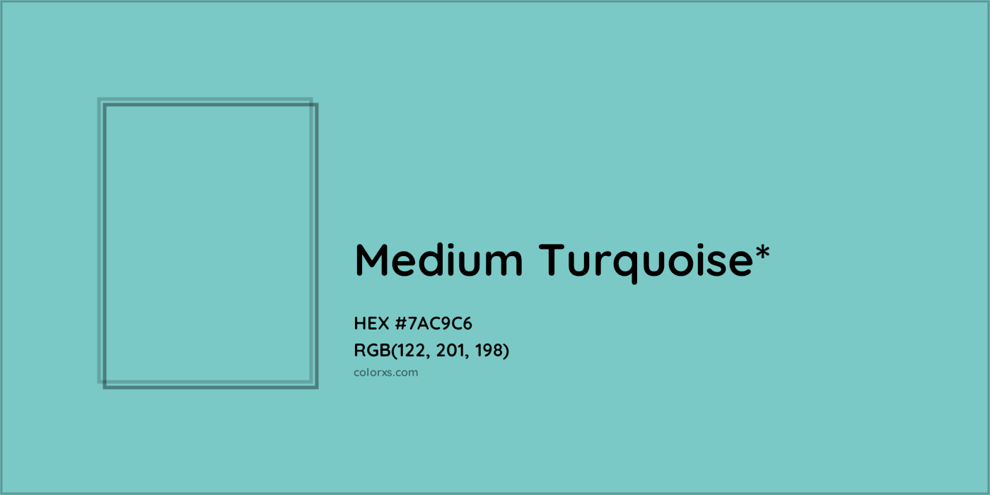 HEX #7AC9C6 Color Name, Color Code, Palettes, Similar Paints, Images