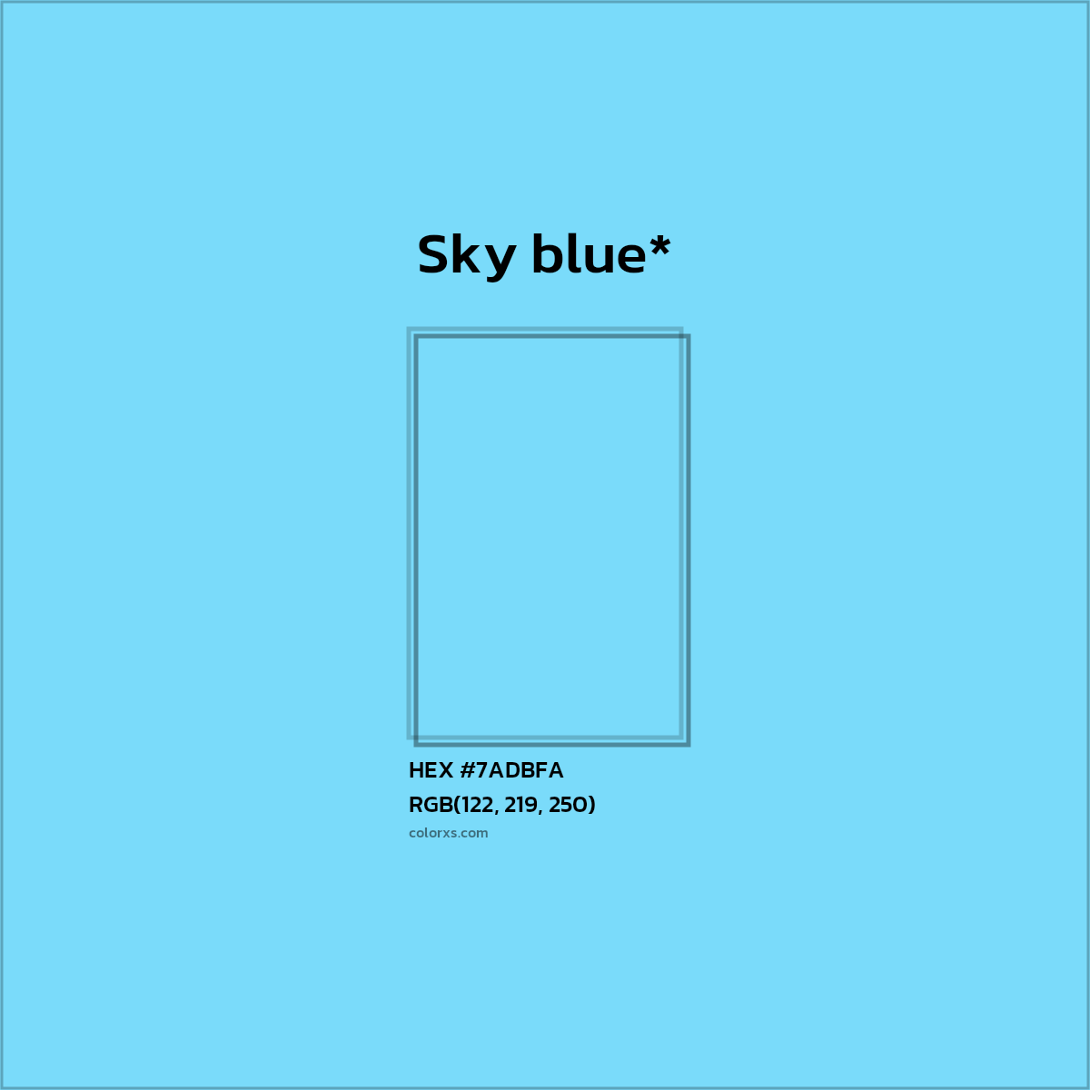HEX #7ADBFA Color Name, Color Code, Palettes, Similar Paints, Images