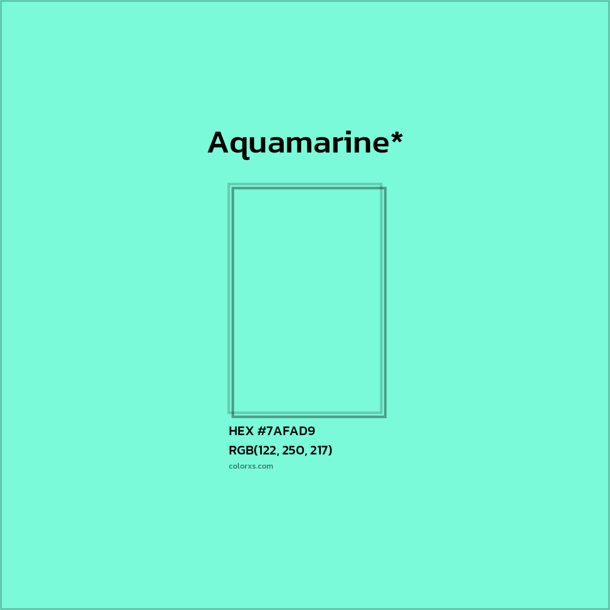HEX #7AFAD9 Color Name, Color Code, Palettes, Similar Paints, Images