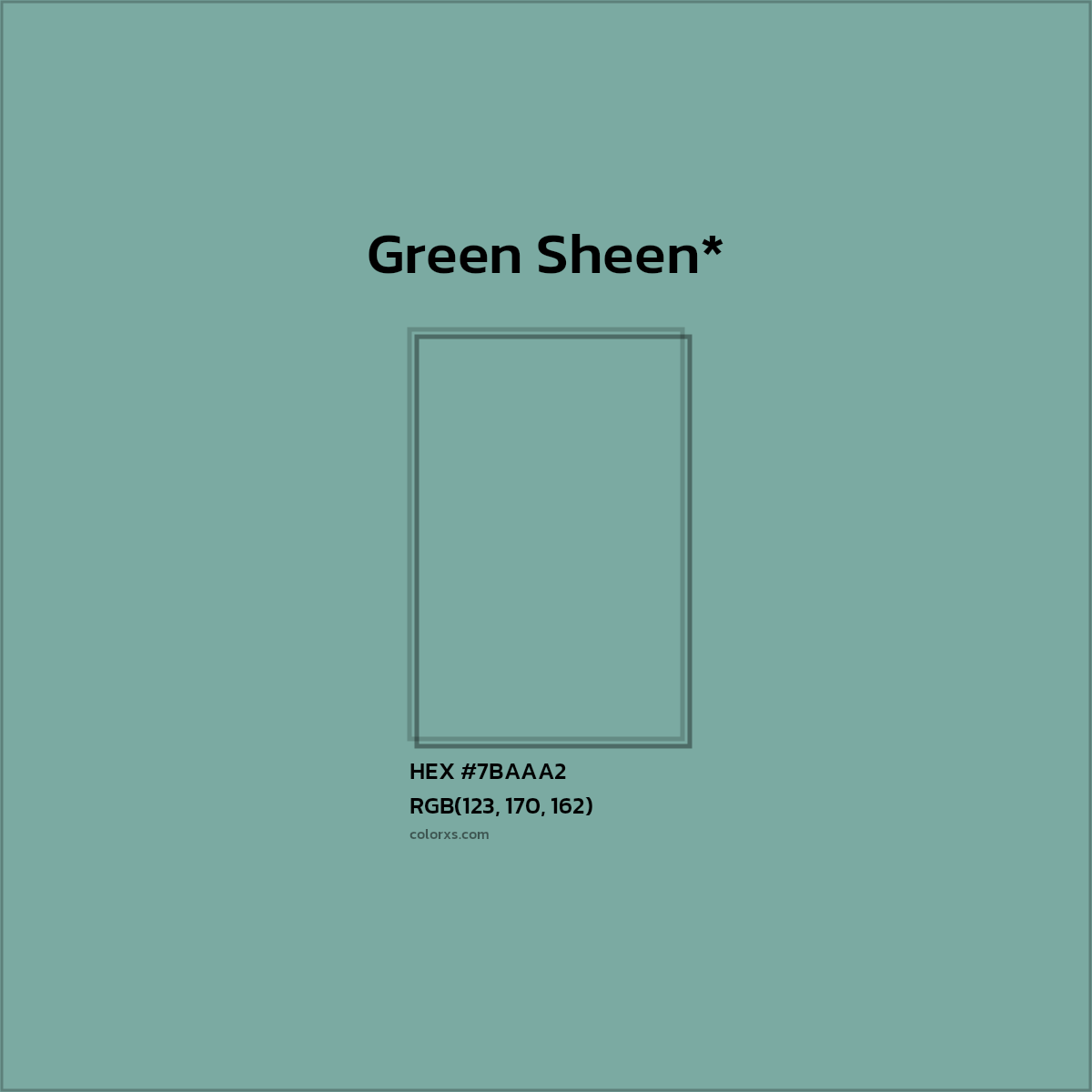 HEX #7BAAA2 Color Name, Color Code, Palettes, Similar Paints, Images