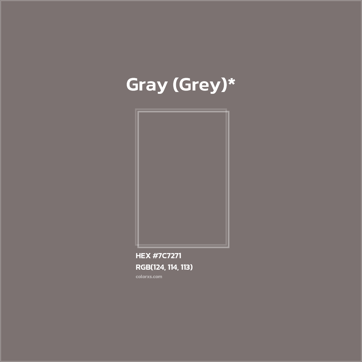 HEX #7C7271 Color Name, Color Code, Palettes, Similar Paints, Images