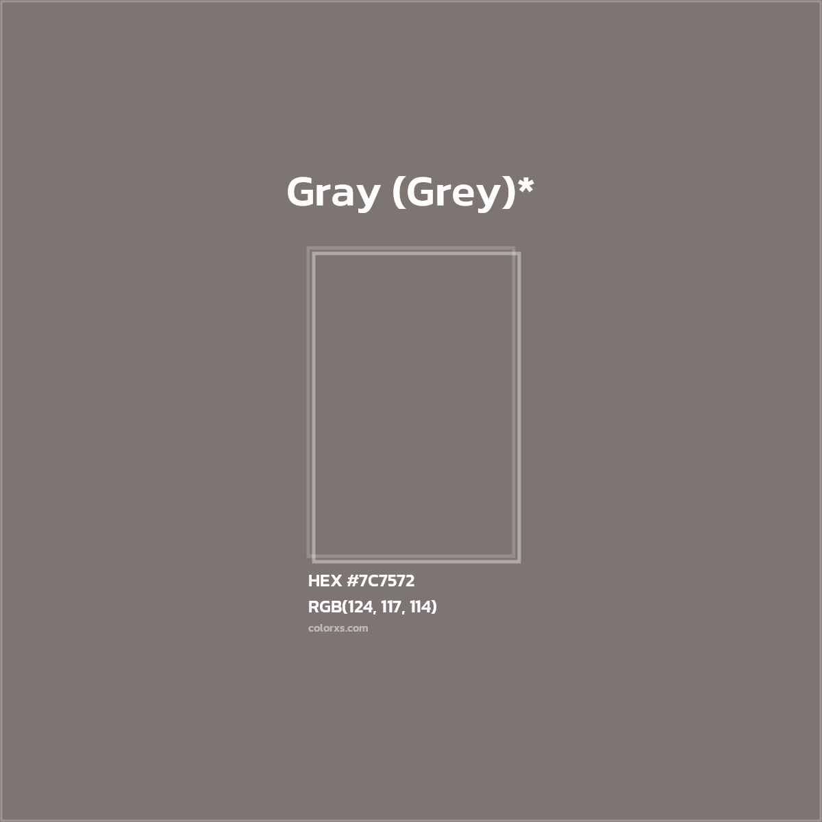 HEX #7C7572 Color Name, Color Code, Palettes, Similar Paints, Images