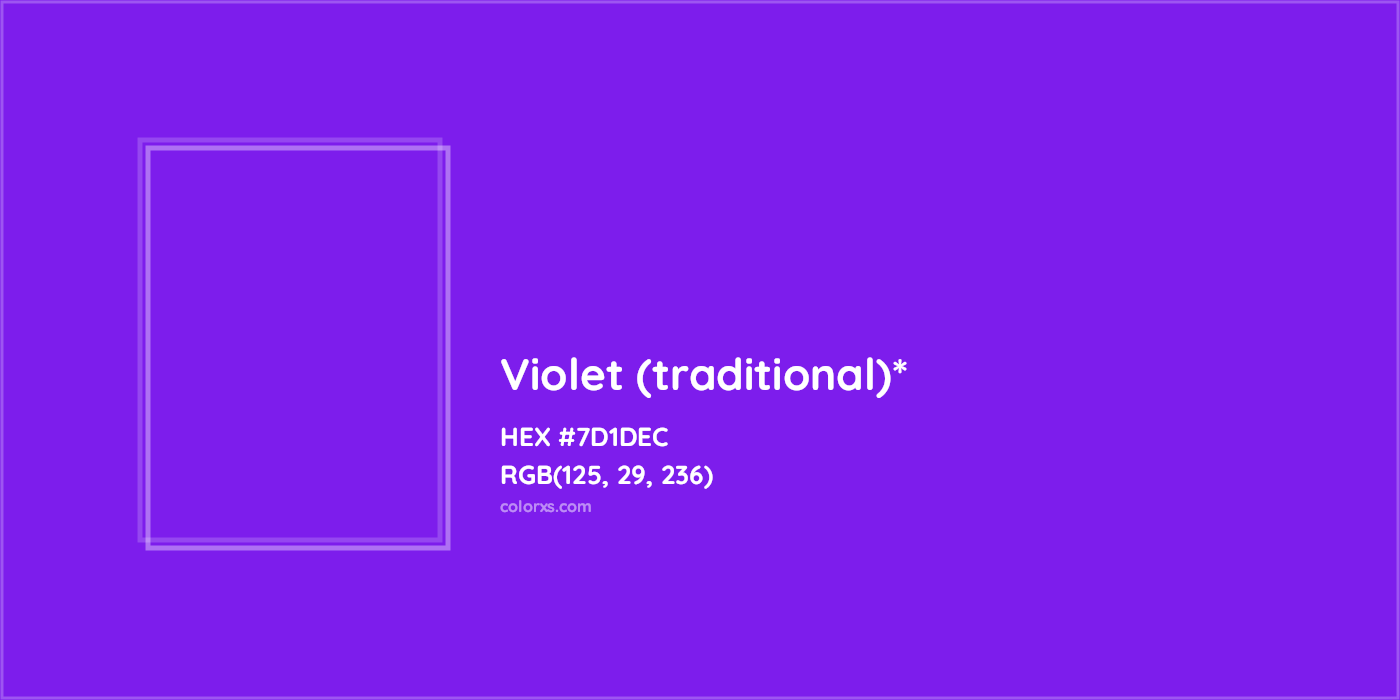 HEX #7D1DEC Color Name, Color Code, Palettes, Similar Paints, Images
