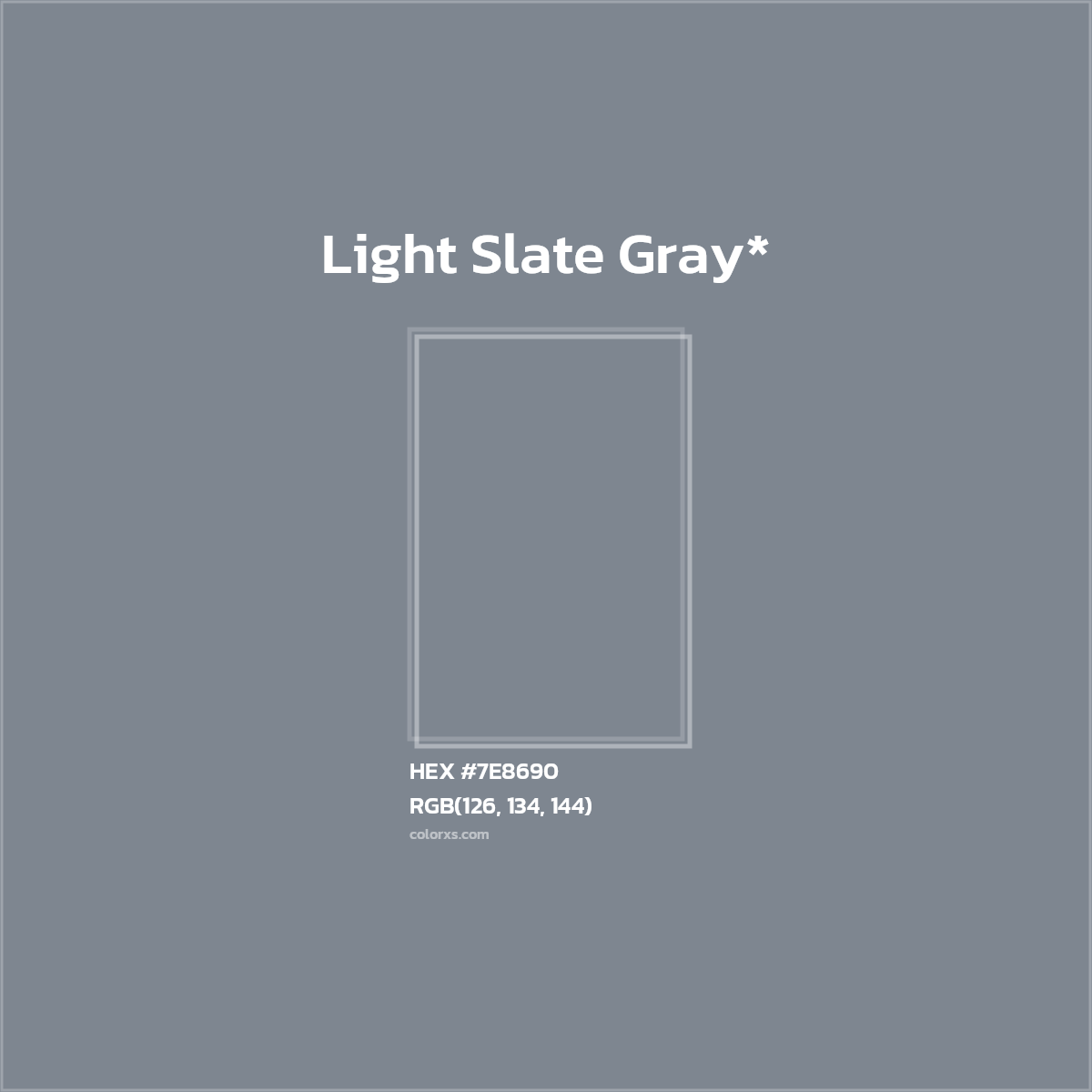 #7E8690 hex color. RGB, RYB, CMYK, HSL, HSV codes and color conversions. Matching color names, palettes, paints.
