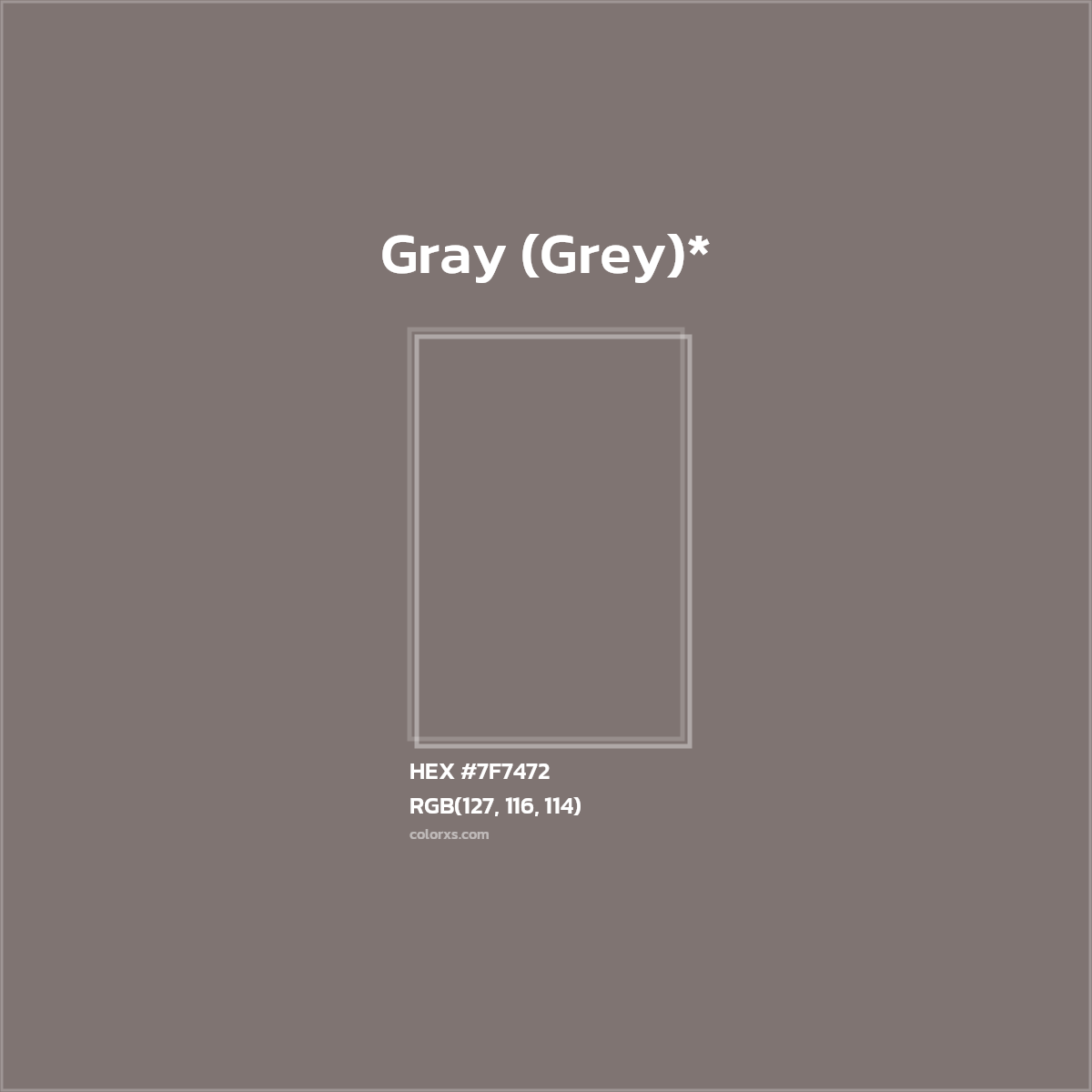HEX #7F7472 Color Name, Color Code, Palettes, Similar Paints, Images