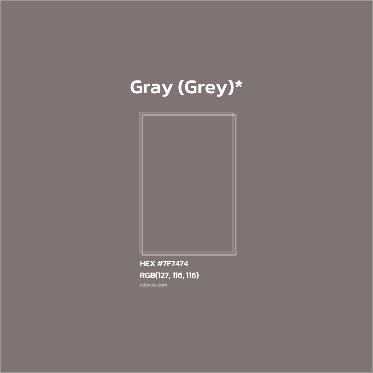 HEX #7F7474 Color Name, Color Code, Palettes, Similar Paints, Images