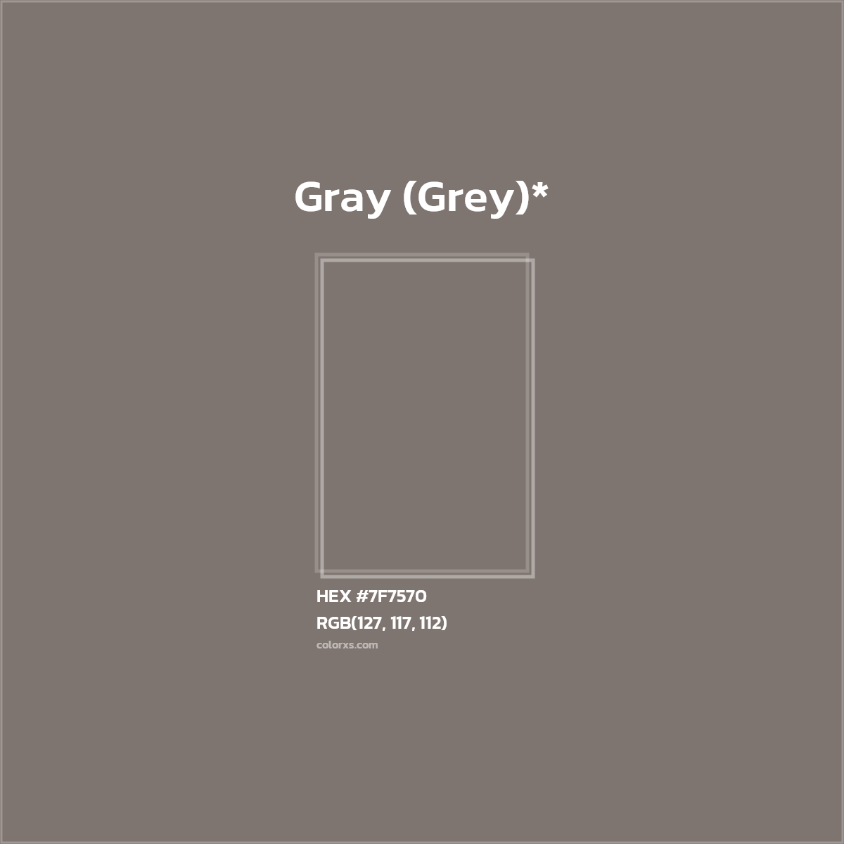 HEX #7F7570 Color Name, Color Code, Palettes, Similar Paints, Images