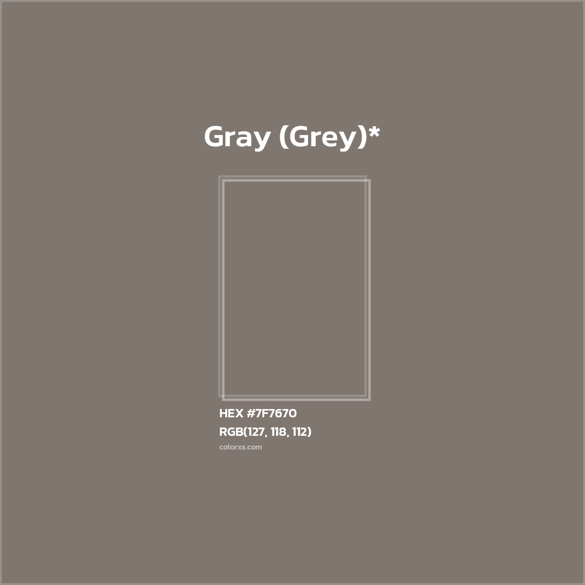 HEX #7F7670 Color Name, Color Code, Palettes, Similar Paints, Images