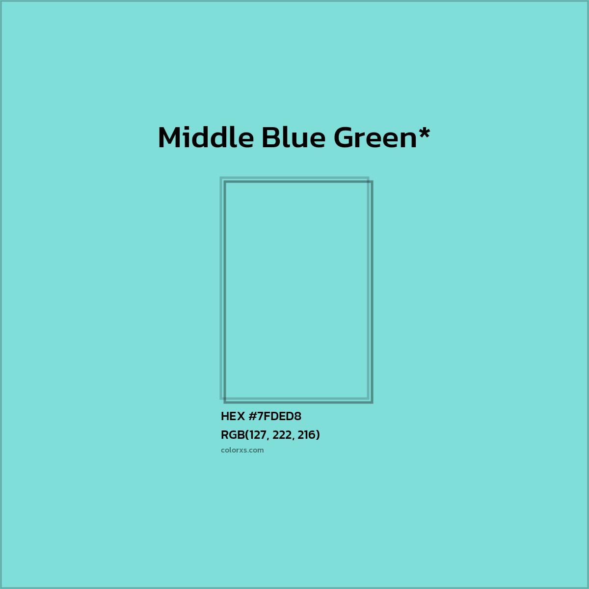 HEX #7FDED8 Color Name, Color Code, Palettes, Similar Paints, Images