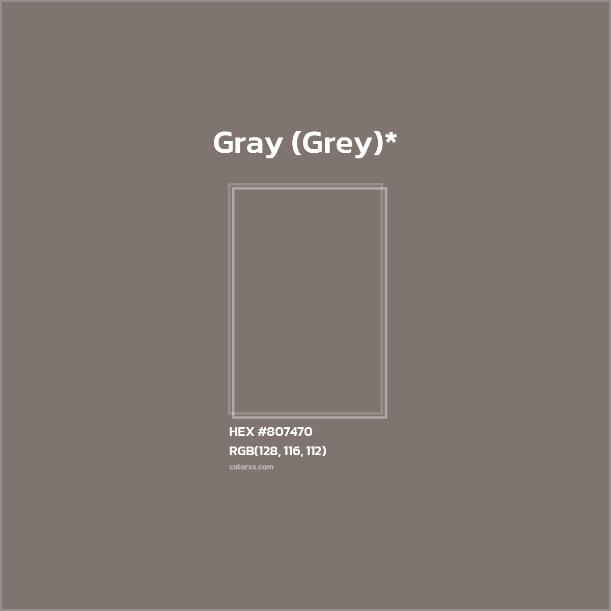 HEX #807470 Color Name, Color Code, Palettes, Similar Paints, Images
