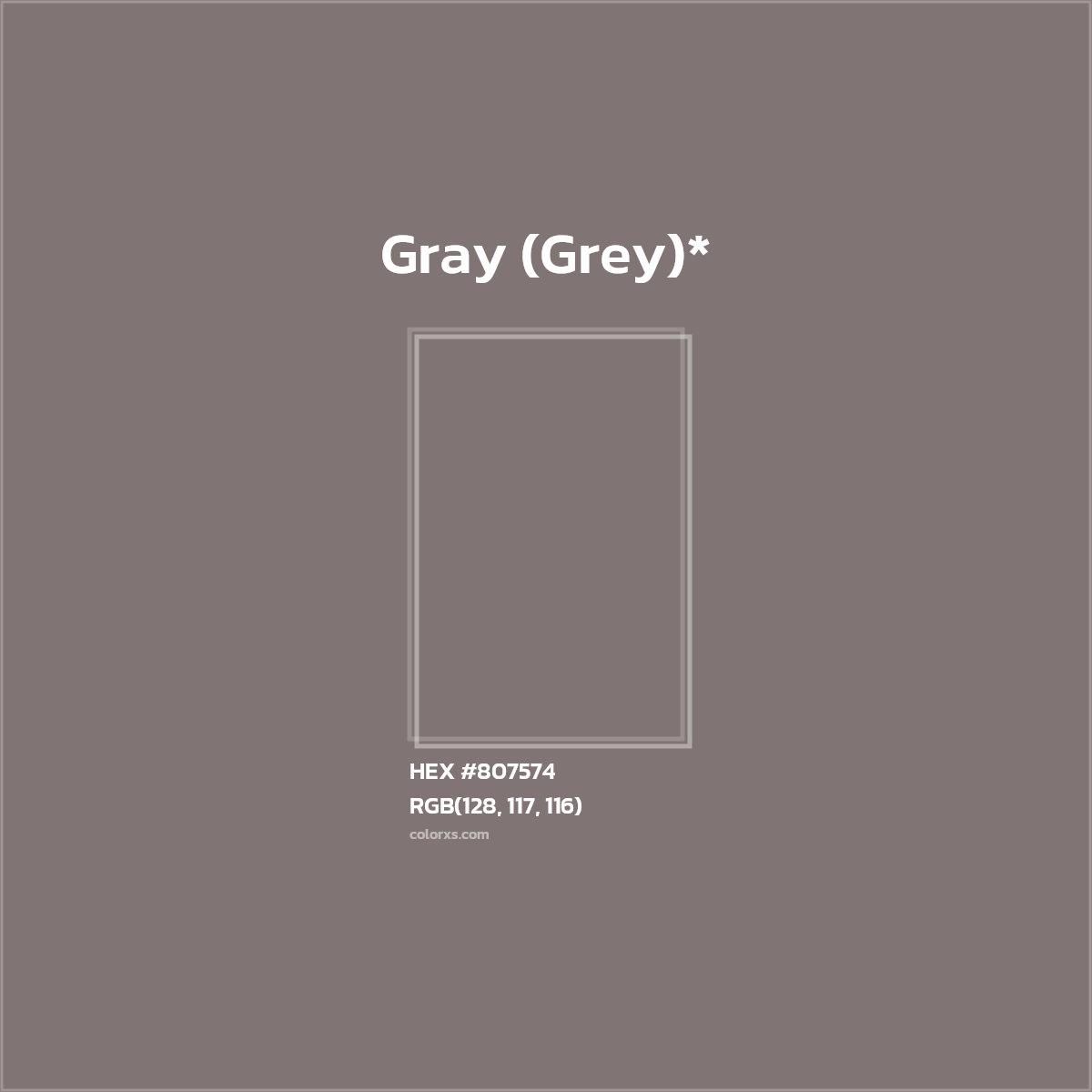 HEX #807574 Color Name, Color Code, Palettes, Similar Paints, Images