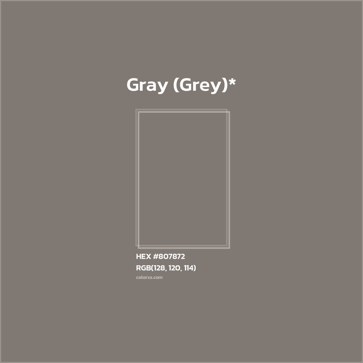 HEX #807872 Color Name, Color Code, Palettes, Similar Paints, Images