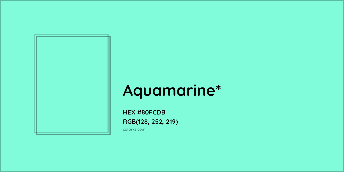 HEX #80FCDB Color Name, Color Code, Palettes, Similar Paints, Images