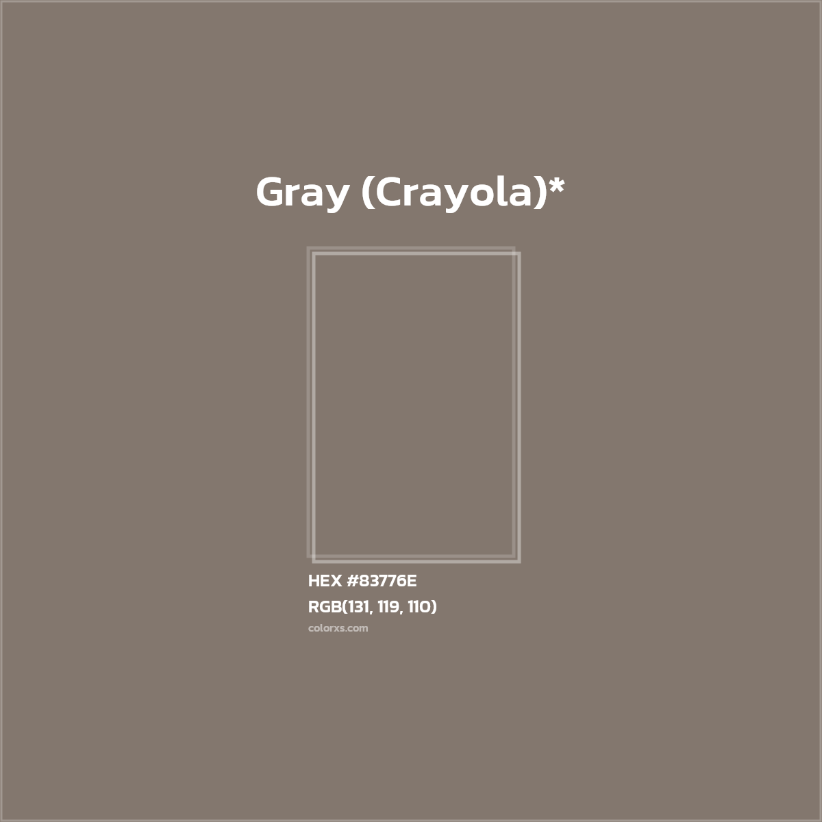 HEX #83776E Color Name, Color Code, Palettes, Similar Paints, Images