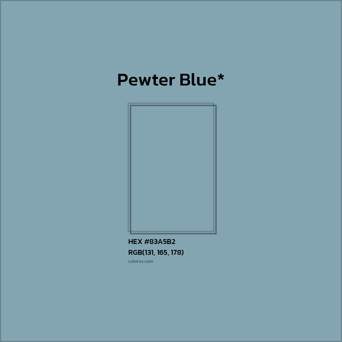 HEX #83A5B2 Color Name, Color Code, Palettes, Similar Paints, Images