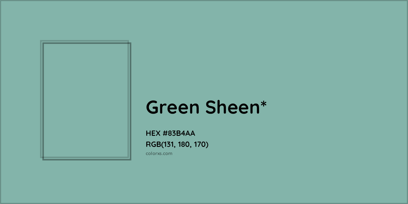 HEX #83B4AA Color Name, Color Code, Palettes, Similar Paints, Images