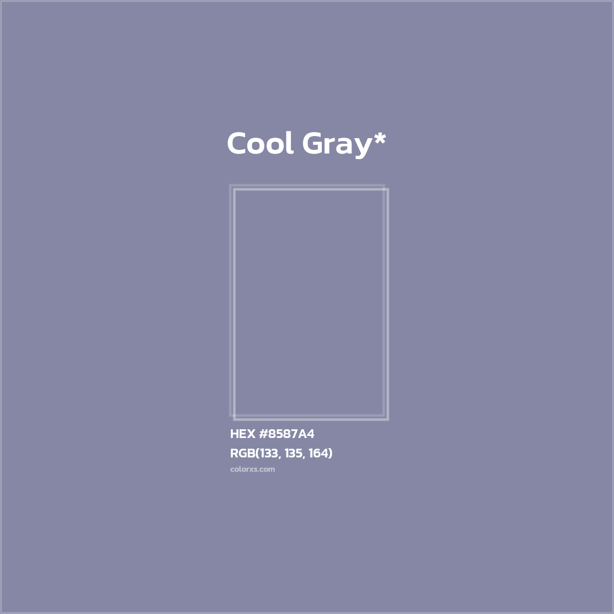 HEX #8587A4 Color Name, Color Code, Palettes, Similar Paints, Images