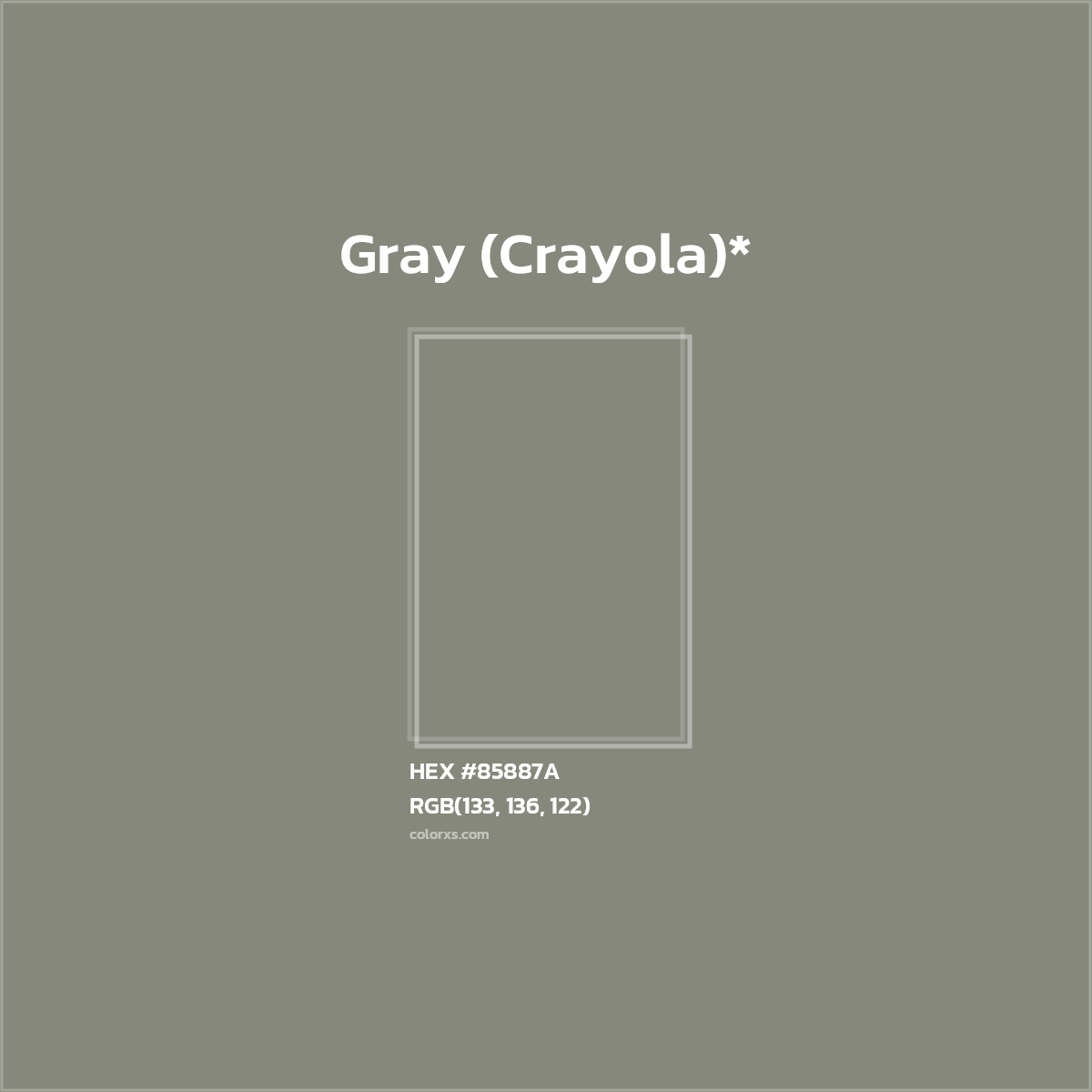 HEX #85887A Color Name, Color Code, Palettes, Similar Paints, Images