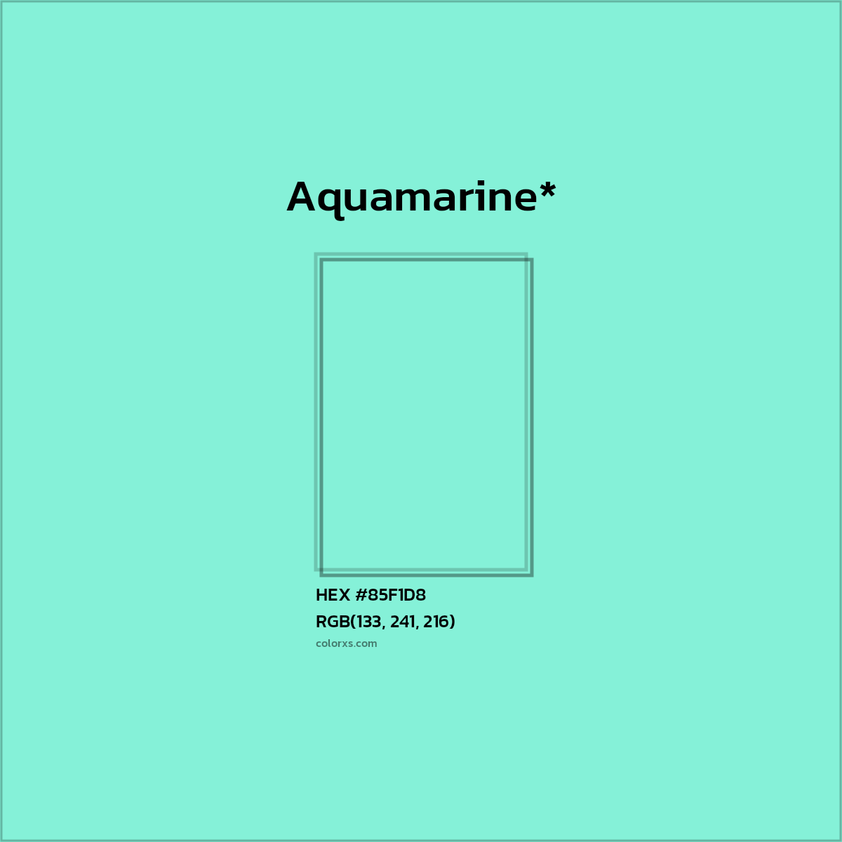 HEX #85F1D8 Color Name, Color Code, Palettes, Similar Paints, Images
