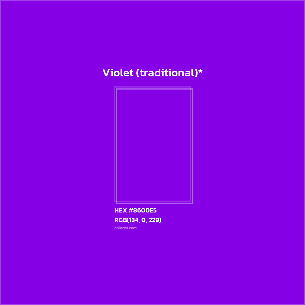 HEX #8600E5 Color Name, Color Code, Palettes, Similar Paints, Images