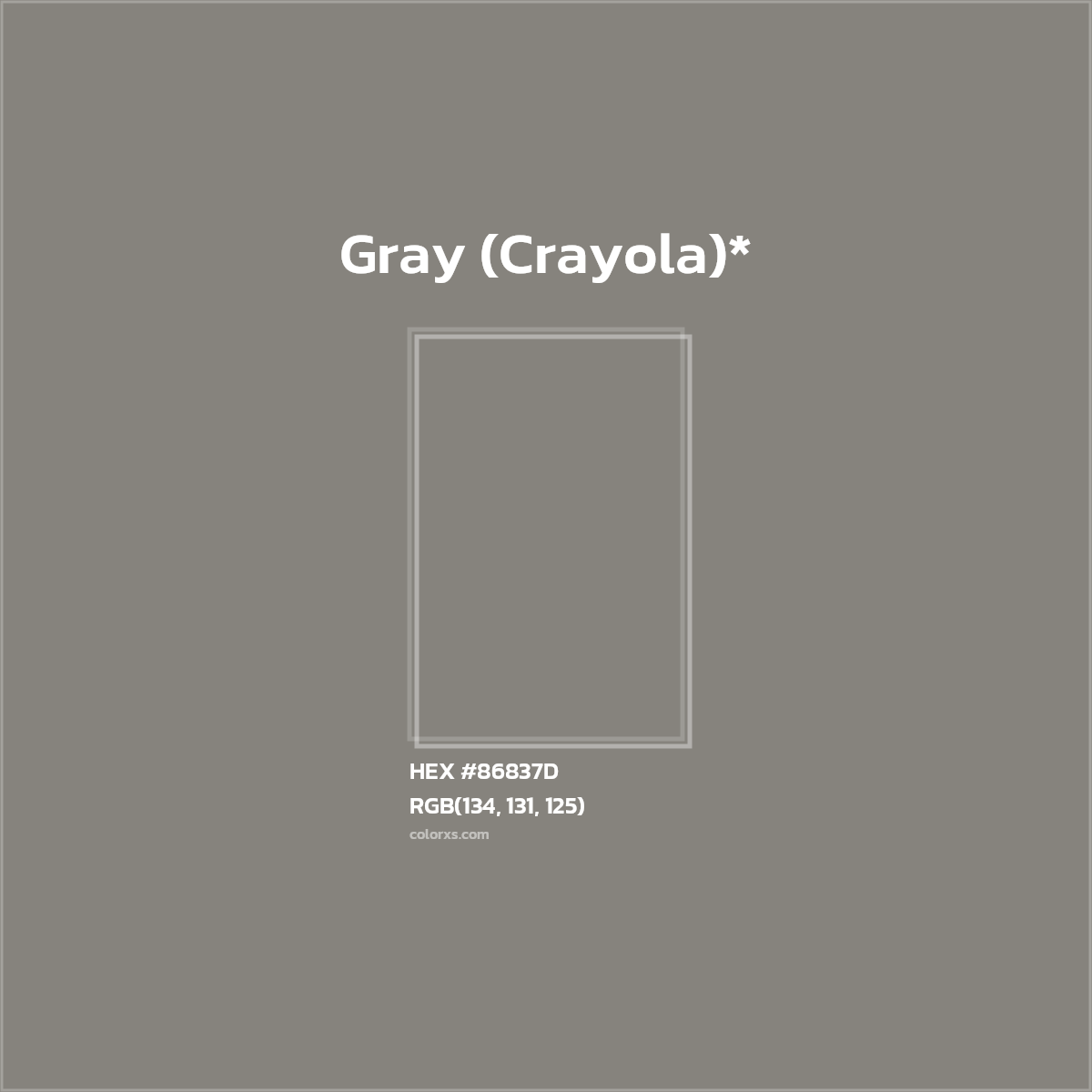 HEX #86837D Color Name, Color Code, Palettes, Similar Paints, Images