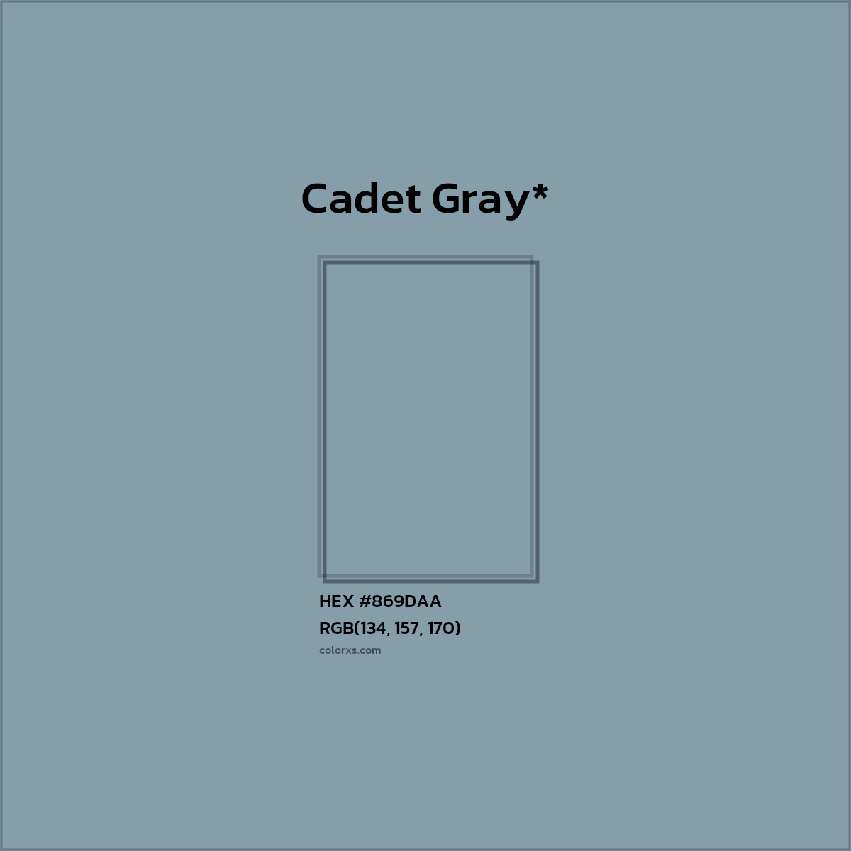 HEX #869DAA Color Name, Color Code, Palettes, Similar Paints, Images