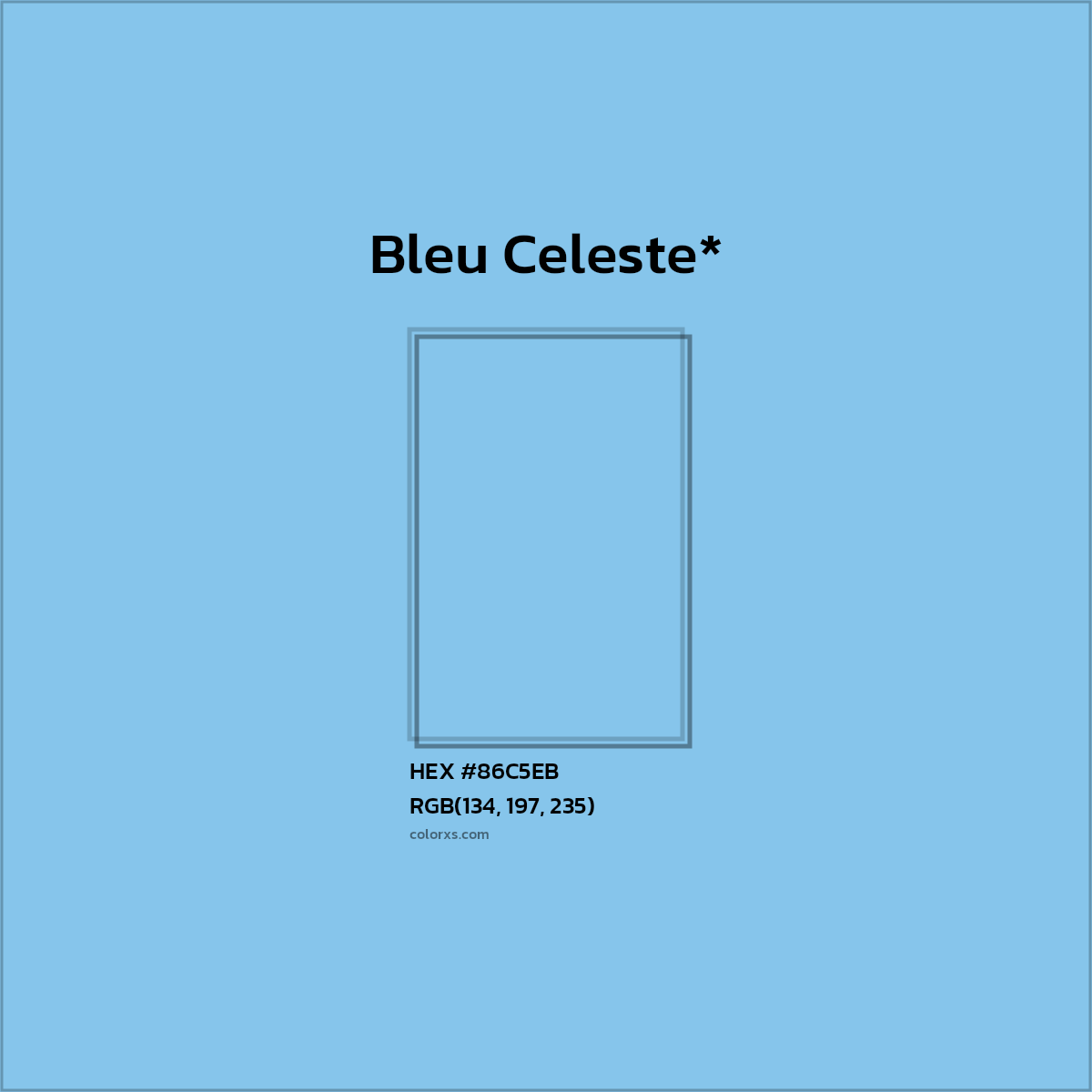 #86C5EB hex color. RGB, RYB, CMYK, HSL, HSV codes and color conversions. Matching color names, palettes, paints.