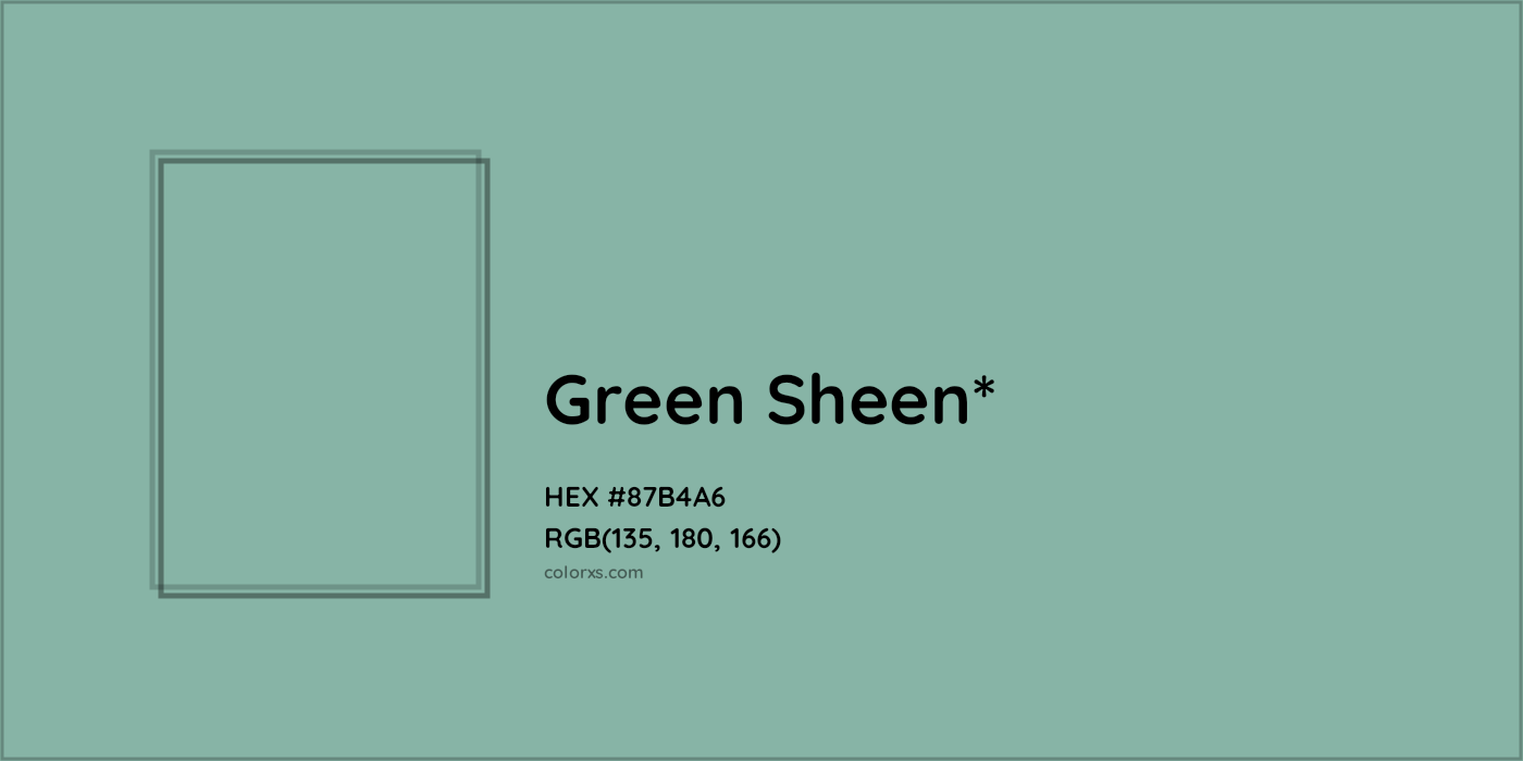 HEX #87B4A6 Color Name, Color Code, Palettes, Similar Paints, Images
