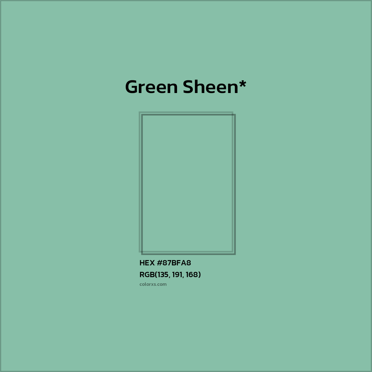 HEX #87BFA8 Color Name, Color Code, Palettes, Similar Paints, Images