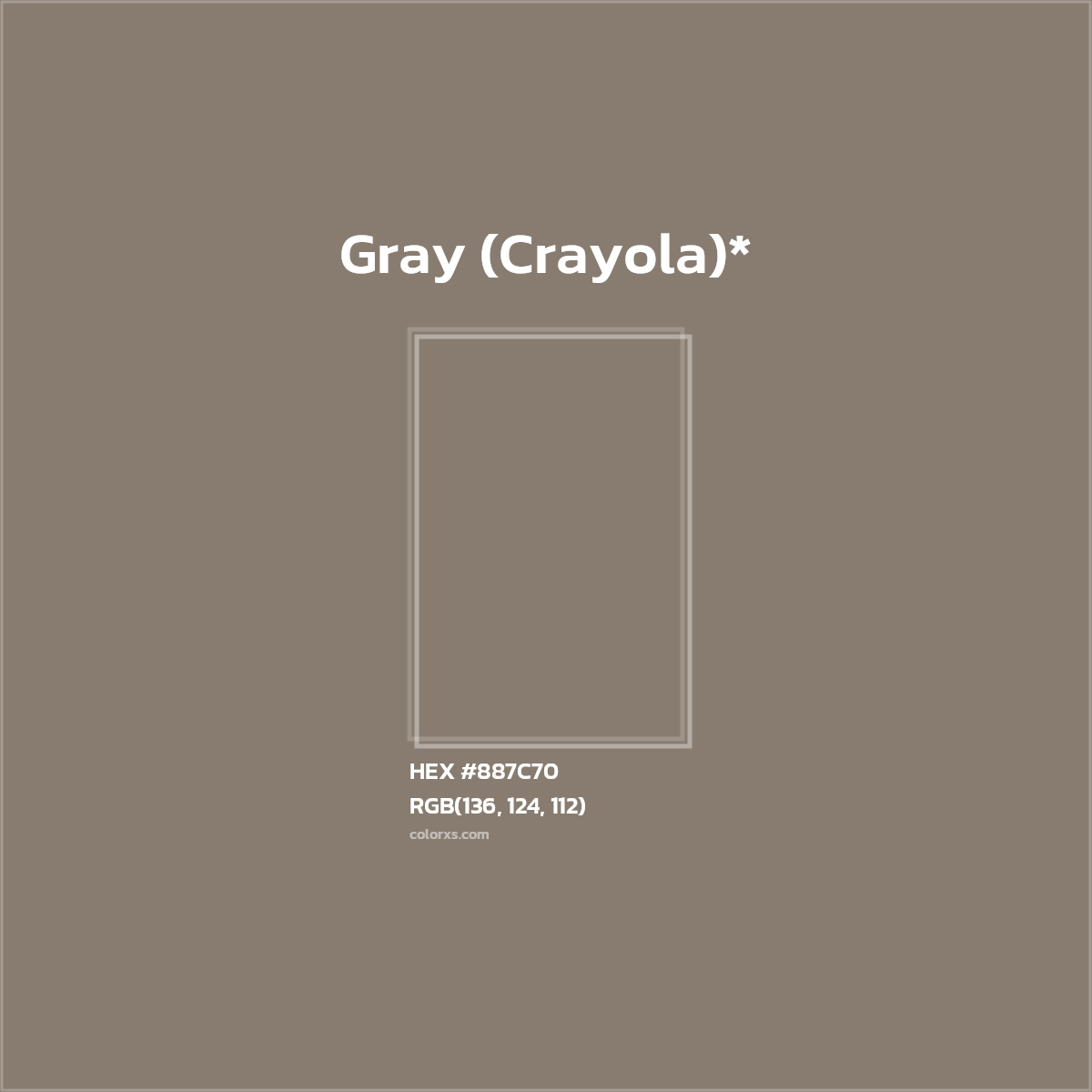 HEX #887C70 Color Name, Color Code, Palettes, Similar Paints, Images