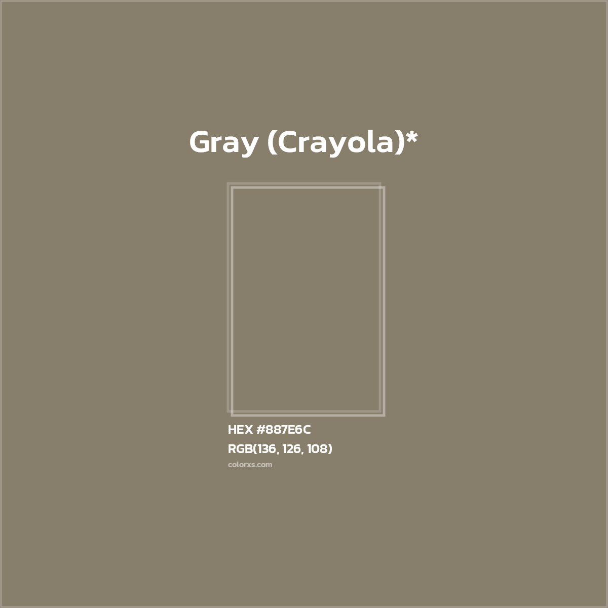 HEX #887E6C Color Name, Color Code, Palettes, Similar Paints, Images