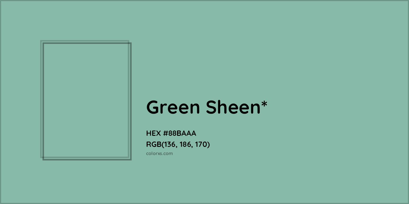HEX #88BAAA Color Name, Color Code, Palettes, Similar Paints, Images